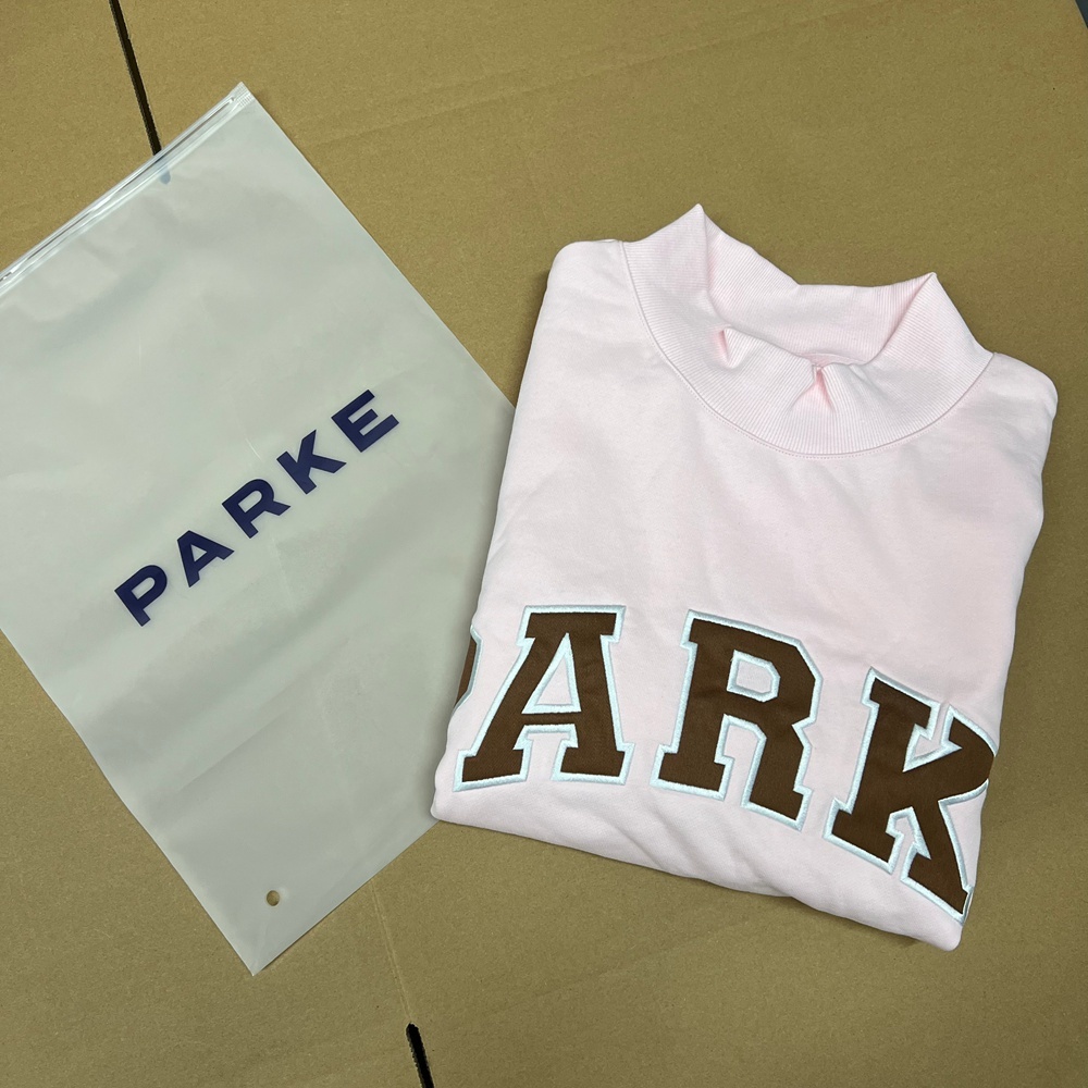 PARKE Light Pink Mock Neck Varsity Sweatshirt - Picture 5 of 6